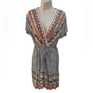 Boho Paisley & Floral Mixed Print Mini Dress